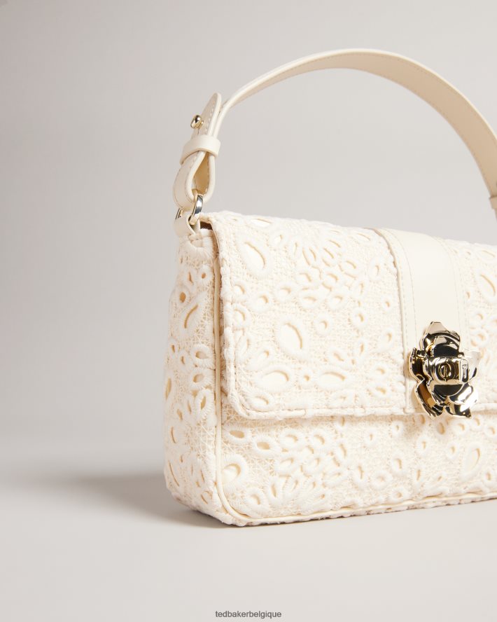 être Ted Baker femmes sac porté épaule en dentelle florasa magnolia Ivoire FR8J42696 Sacs