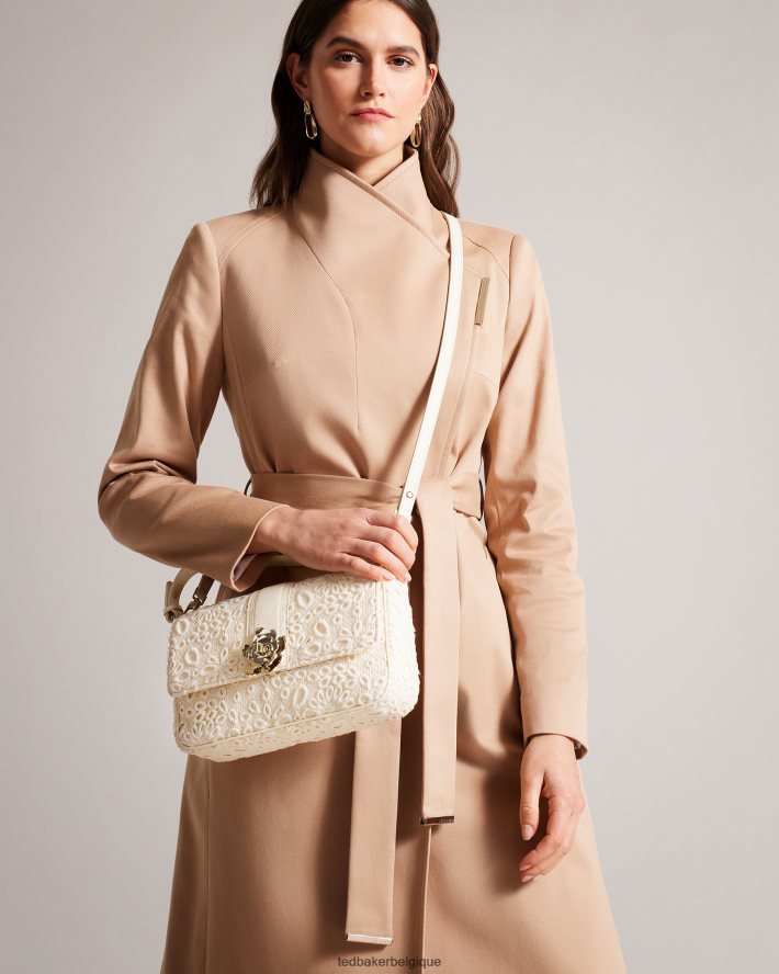 être Ted Baker femmes sac porté épaule en dentelle florasa magnolia Ivoire FR8J42696 Sacs