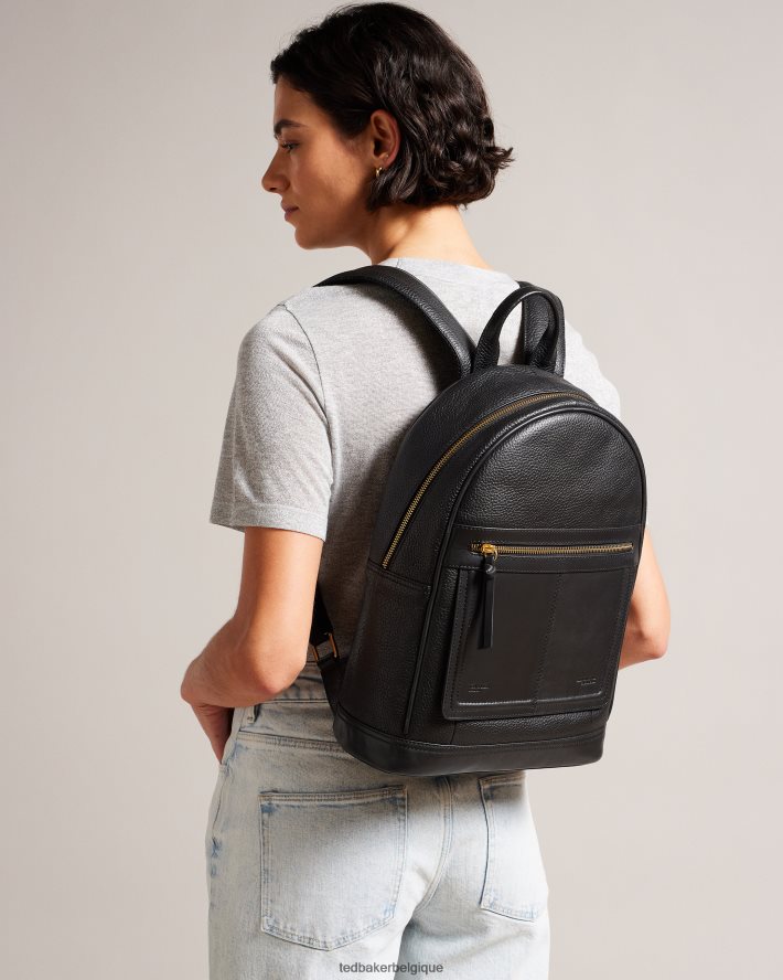 être Ted Baker femmes sac à dos en cuir brillant nishay noir FR8J42669 Sacs