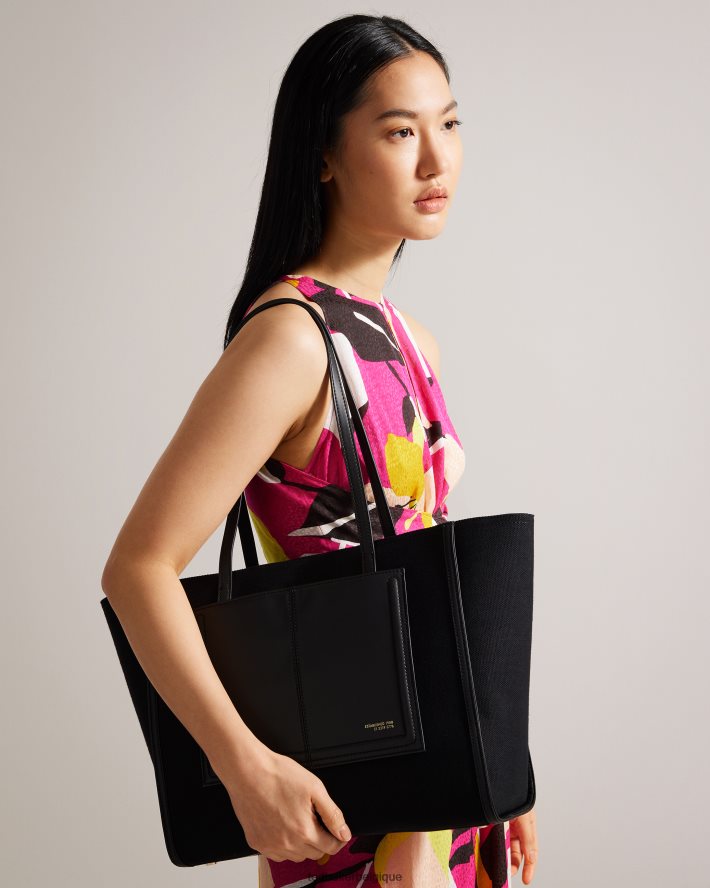 être Ted Baker femmes grand sac cabas en toile aksani noir de jais FR8J42761 Sacs