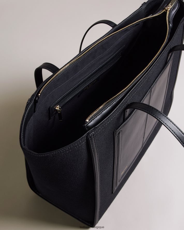être Ted Baker femmes grand sac cabas en toile aksani noir de jais FR8J42761 Sacs