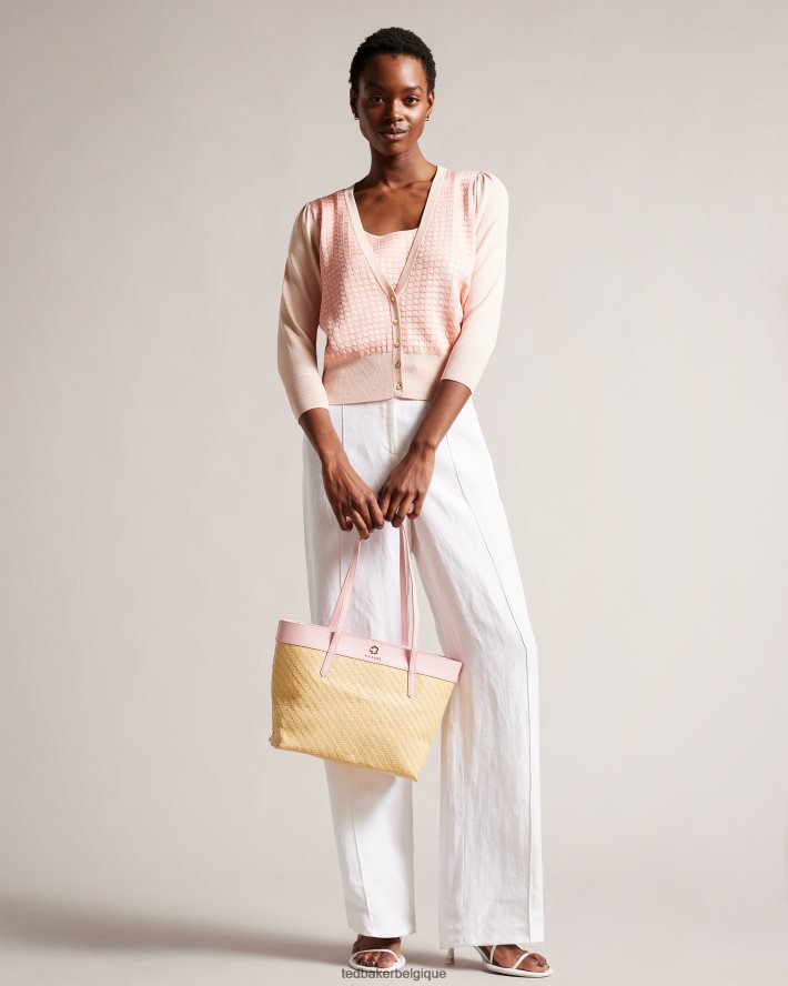 être Ted Baker femmes magdar magnolia sac fourre-tout tissé à œillets rose pâle FR8J42738 Sacs