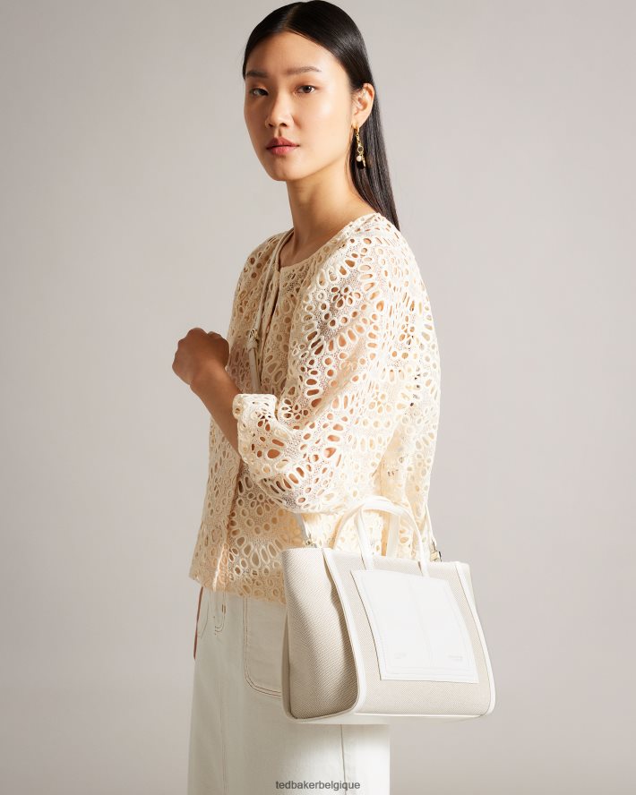 être Ted Baker femmes sac fourre-tout en toile aksanna de taille moyenne blanc FR8J42729 Sacs