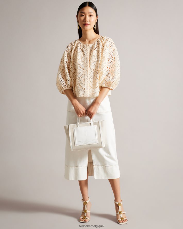 être Ted Baker femmes sac fourre-tout en toile aksanna de taille moyenne blanc FR8J42729 Sacs