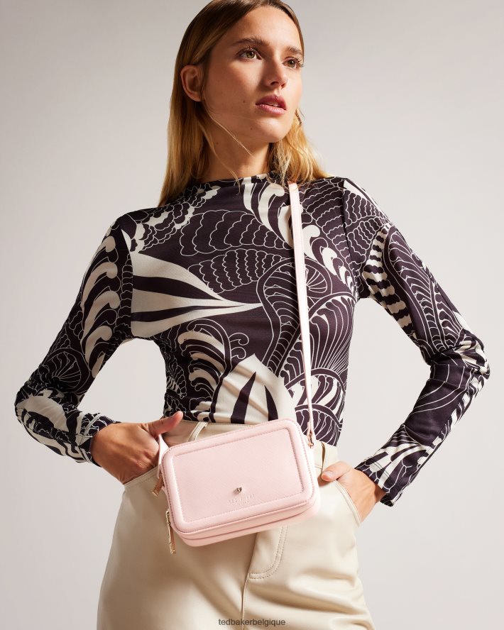 être Ted Baker femmes petit sac photo clouté coeur Stinah rose pâle FR8J42683 Sacs