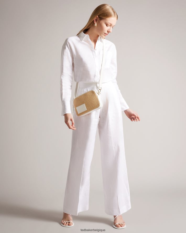 être Ted Baker femmes sac bandoulière en raphia tressé griffé stello blanc FR8J42667 Sacs