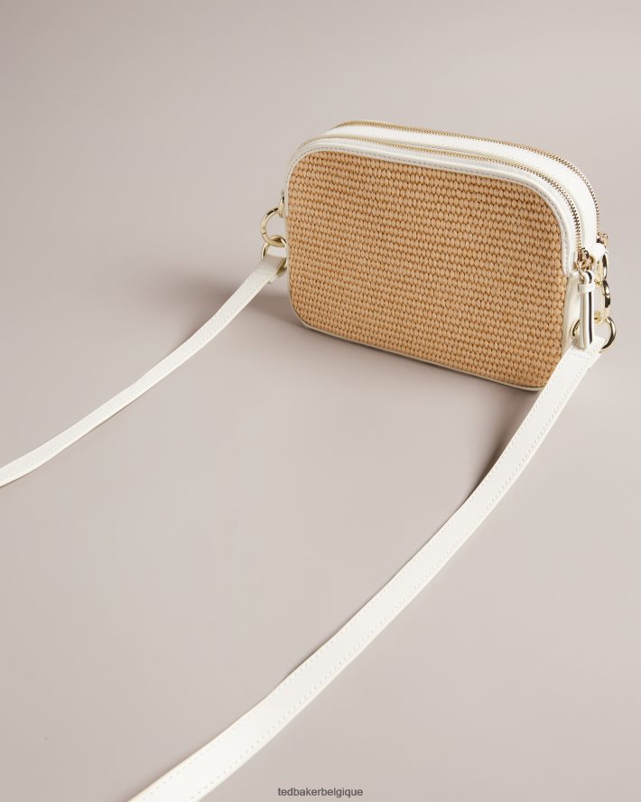 être Ted Baker femmes sac bandoulière en raphia tressé griffé stello blanc FR8J42667 Sacs