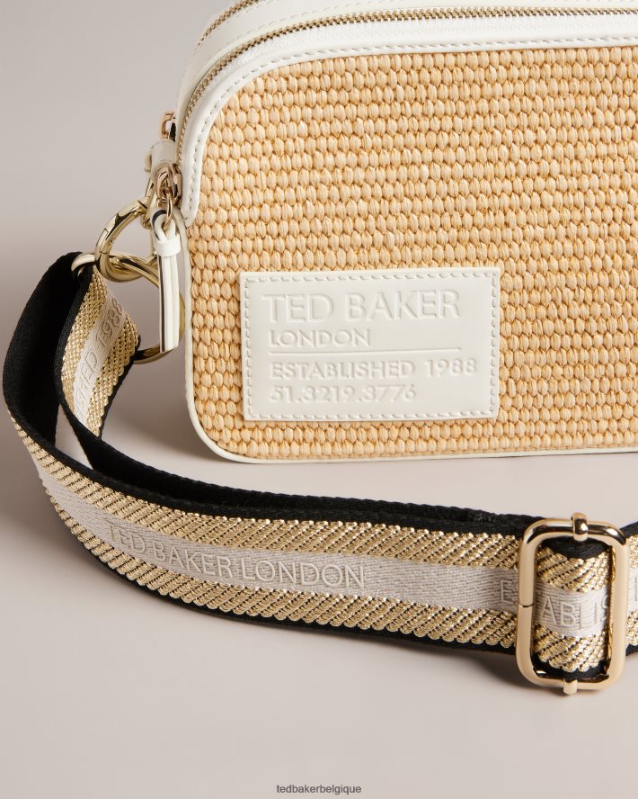 être Ted Baker femmes sac bandoulière en raphia tressé griffé stello blanc FR8J42667 Sacs