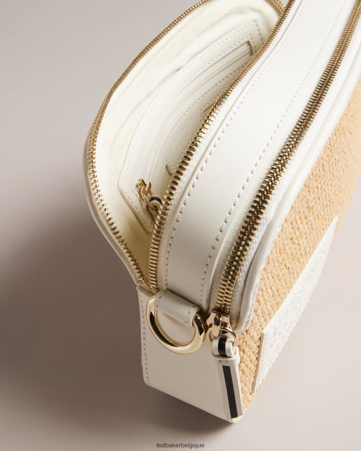 être Ted Baker femmes sac bandoulière en raphia tressé griffé stello blanc FR8J42667 Sacs