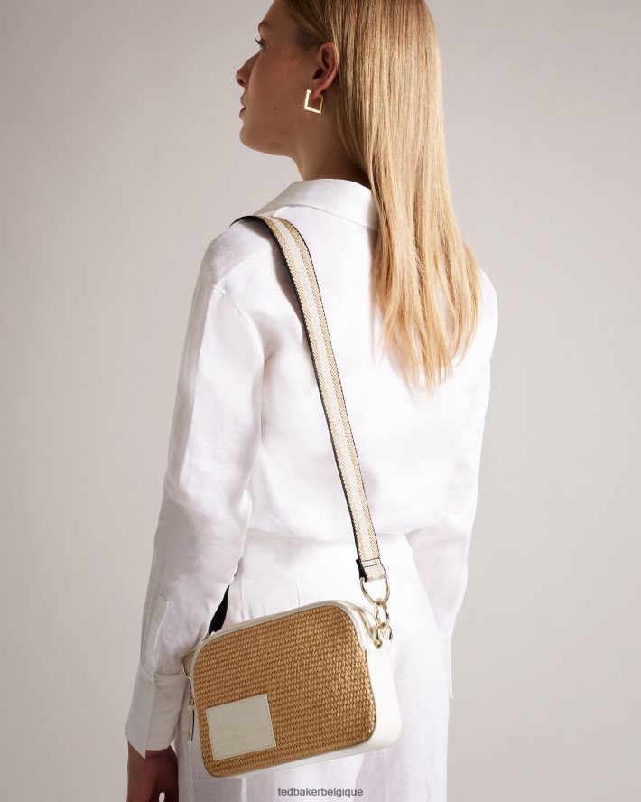 être Ted Baker femmes sac bandoulière en raphia tressé griffé stello blanc FR8J42667 Sacs