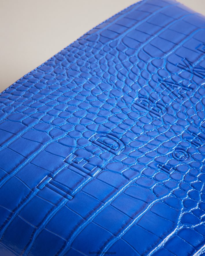 être Ted Baker femmes crocana - trousse de toilette à détail croco bleu brillant FR8J42823 Sacs