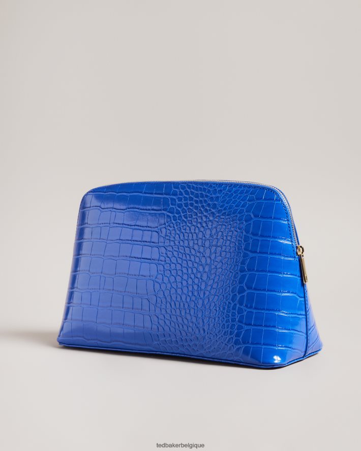 être Ted Baker femmes crocana - trousse de toilette à détail croco bleu brillant FR8J42823 Sacs