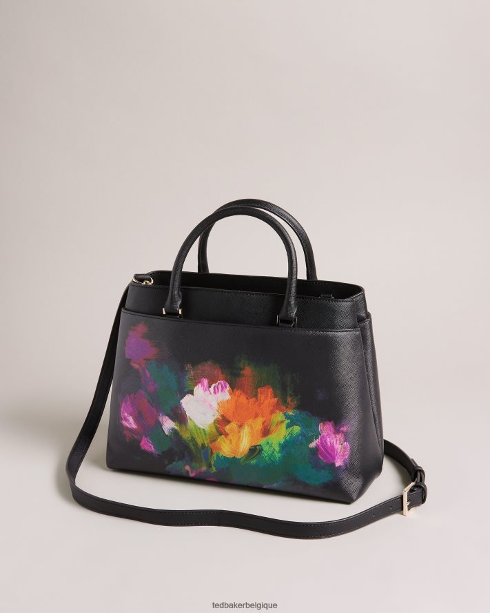 être Ted Baker femmes grand sac à main imprimé artistique sanyar noir FR8J42682 Sacs