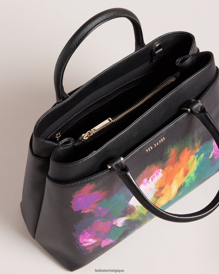 être Ted Baker femmes grand sac à main imprimé artistique sanyar noir FR8J42682 Sacs