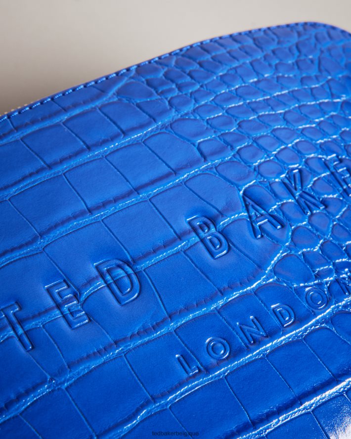 être Ted Baker femmes trousse de maquillage crocala à détail croco bleu brillant FR8J42781 Sacs