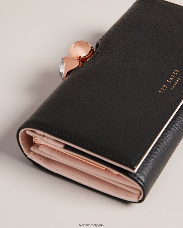 être Ted Baker femmes portefeuille matinée en cuir texturé à pompons tammyy noir FR8J421176 accessoires