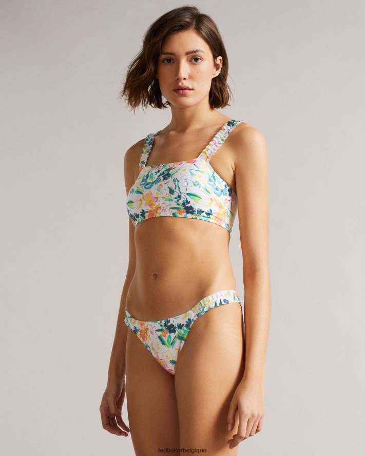 être Ted Baker femmes Malray - haut de bikini à volants et fleurs blanc FR8J42620 vêtements