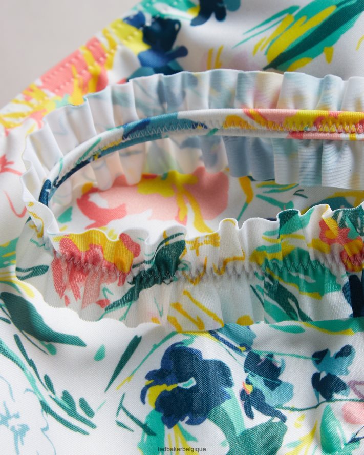 être Ted Baker femmes Malray - haut de bikini à volants et fleurs blanc FR8J42620 vêtements