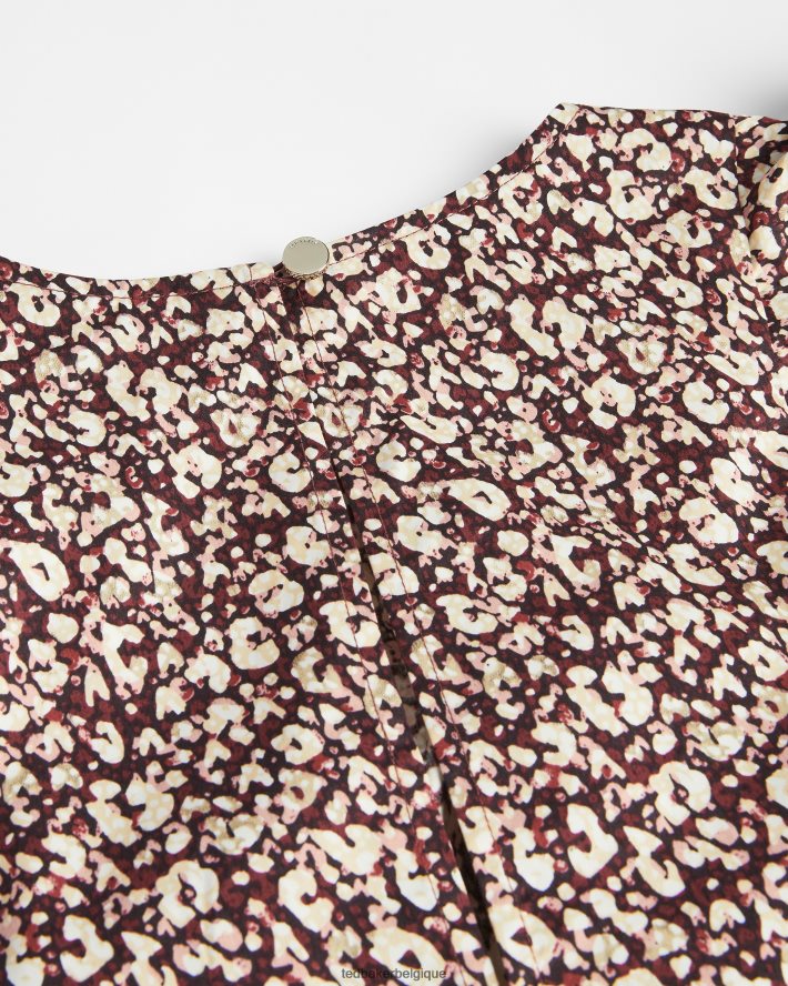 être Ted Baker femmes Sanjaa - Top à manches ballon et volants violet foncé FR8J42585 vêtements