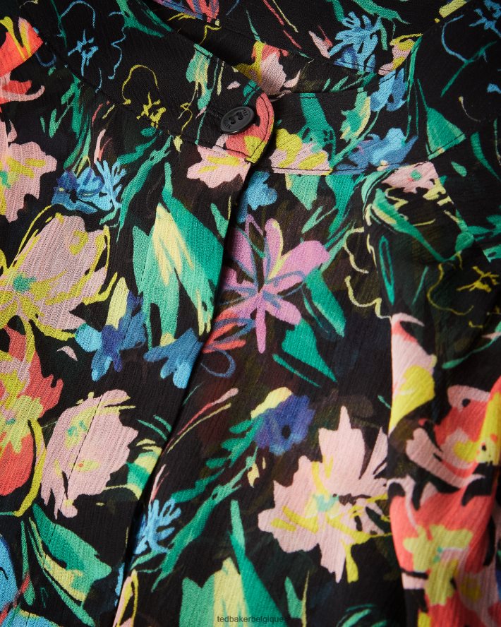 être Ted Baker femmes carita - blouse à manches volantées noir FR8J42599 vêtements