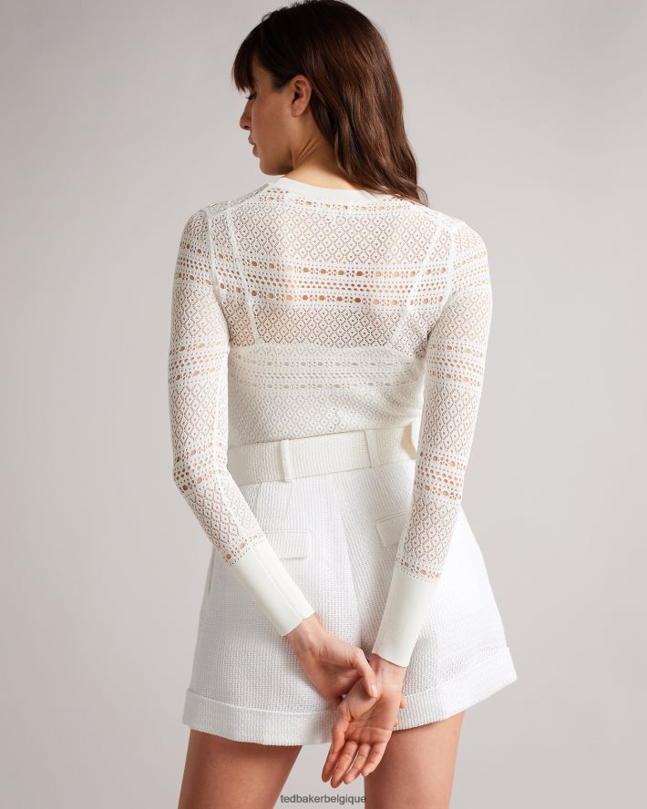 être Ted Baker femmes cette pull court en point de dentelle blanc FR8J42634 vêtements