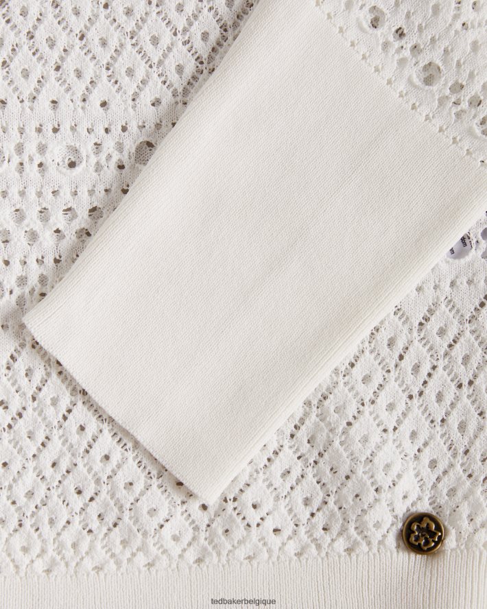 être Ted Baker femmes cette pull court en point de dentelle blanc FR8J42634 vêtements