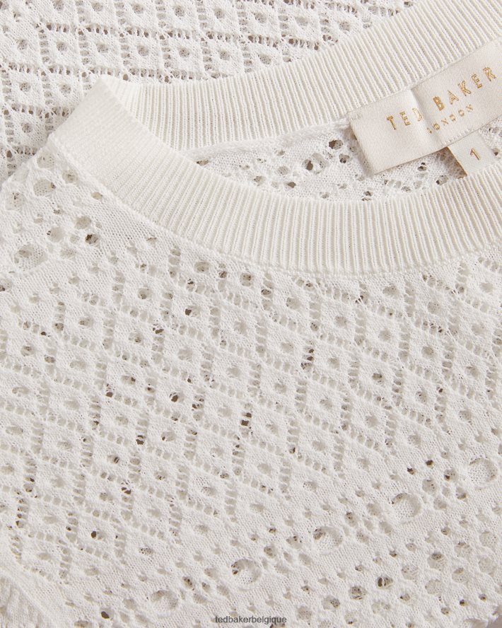 être Ted Baker femmes cette pull court en point de dentelle blanc FR8J42634 vêtements