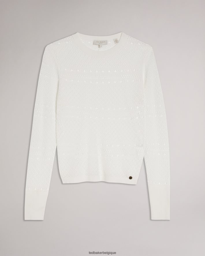 être Ted Baker femmes cette pull court en point de dentelle blanc FR8J42634 vêtements