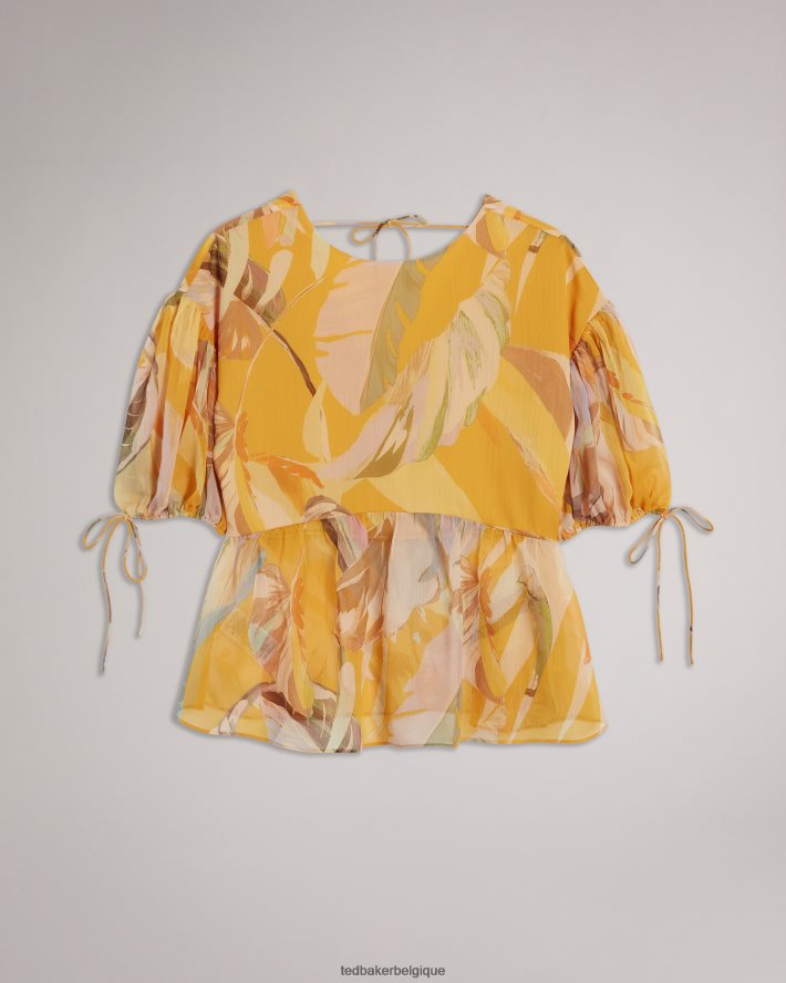 être Ted Baker femmes darcila - haut à manches bouffantes exagérées Orange sombre FR8J42562 vêtements