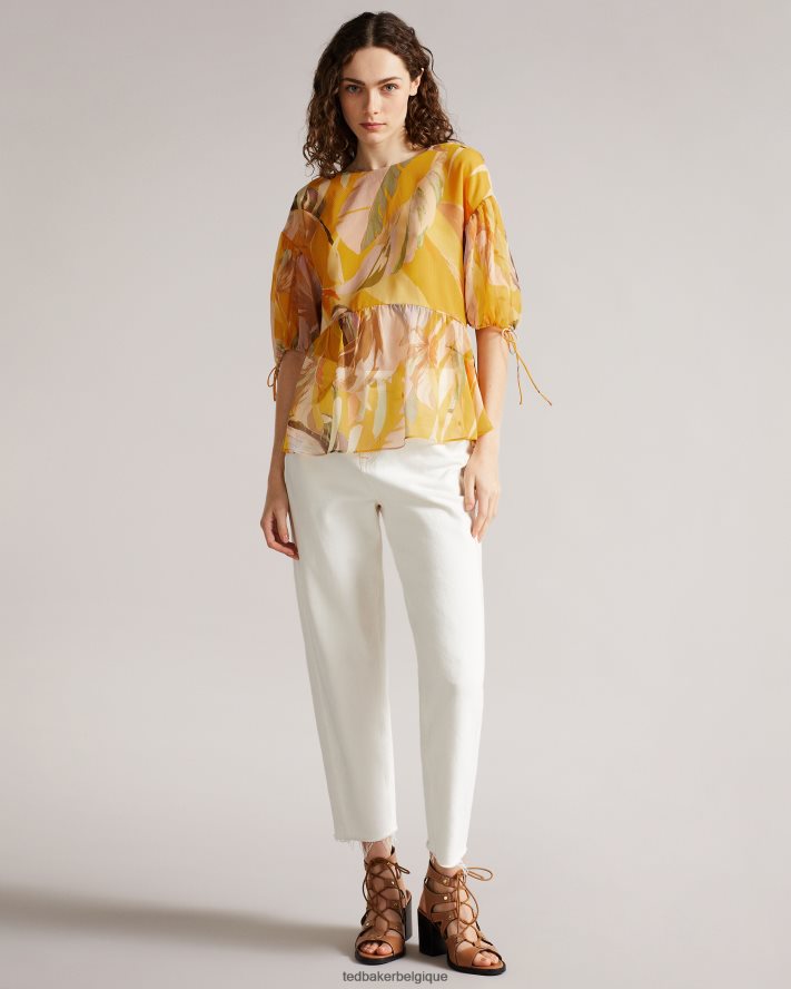 être Ted Baker femmes darcila - haut à manches bouffantes exagérées Orange sombre FR8J42562 vêtements