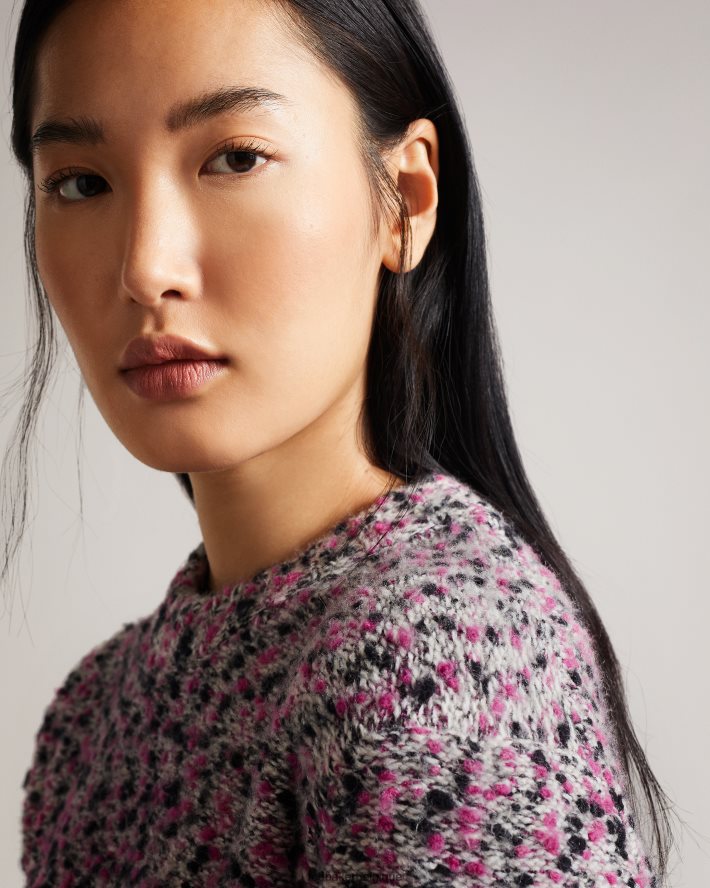 être Ted Baker femmes pull court technique bbetsy rose profond FR8J42588 vêtements