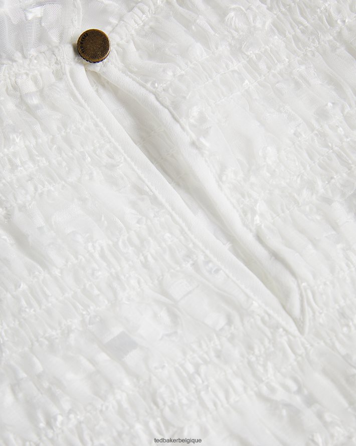 être Ted Baker femmes tora - haut froncé à manches courtes blanc FR8J42593 vêtements