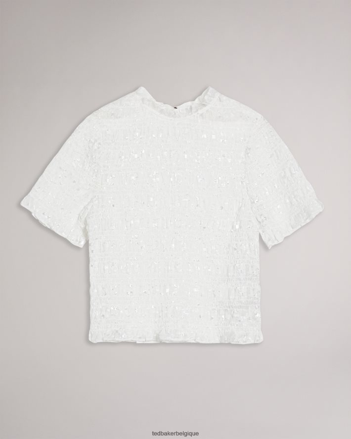 être Ted Baker femmes tora - haut froncé à manches courtes blanc FR8J42593 vêtements
