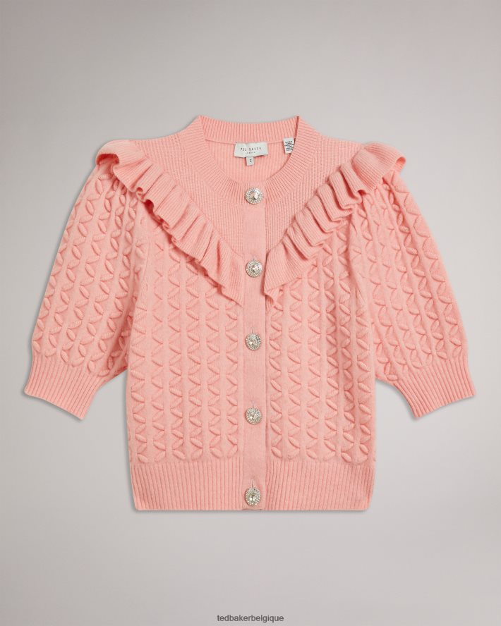 être Ted Baker femmes Haniha - Cardigan ras de cou avec volants rose FR8J42280 vêtements