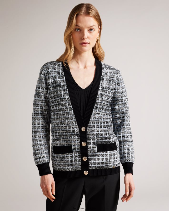 être Ted Baker femmes cardigan coupe facile à carreaux carmein Ivoire FR8J42448 vêtements