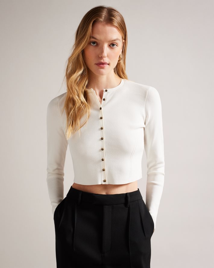 être Ted Baker femmes cardigan court en rayonne camilda blanc FR8J42349 vêtements