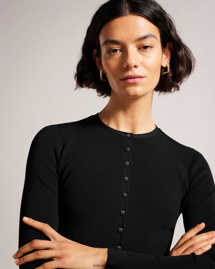 être Ted Baker femmes cardigan court en rayonne camilda noir FR8J42399 vêtements