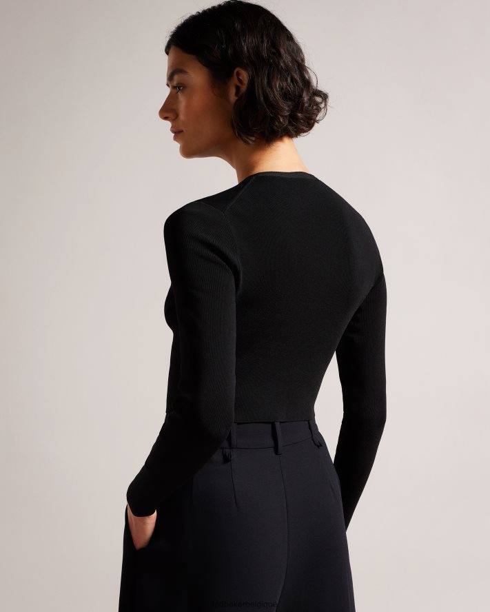 être Ted Baker femmes cardigan court en rayonne camilda noir FR8J42399 vêtements