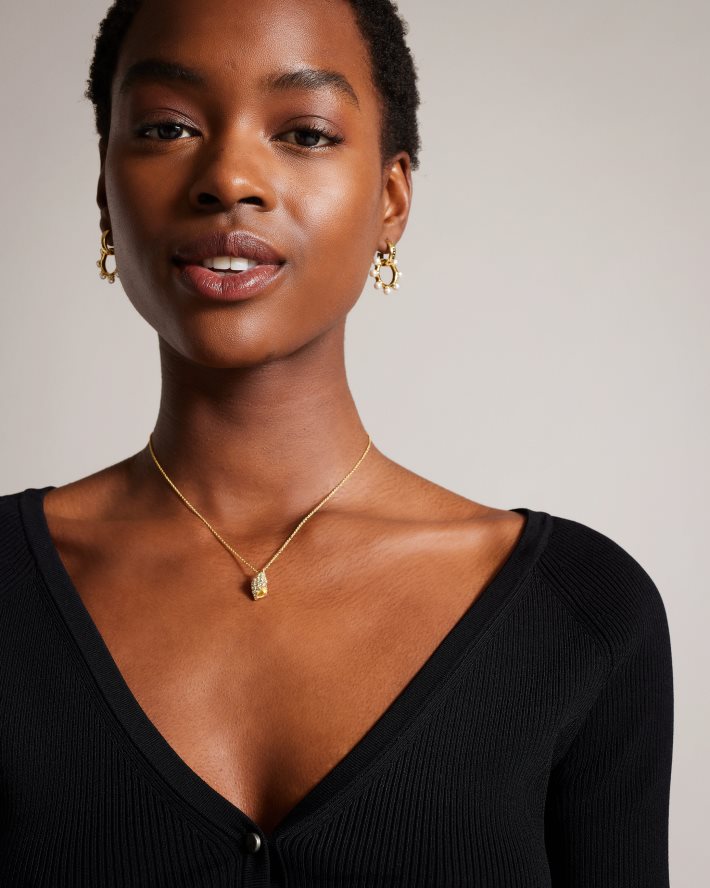 être Ted Baker femmes casela - cardigan court avec v sur le devant noir FR8J42344 vêtements