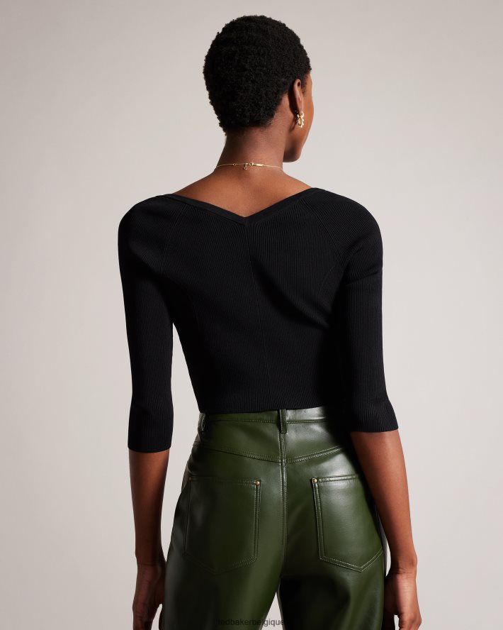 être Ted Baker femmes casela - cardigan court avec v sur le devant noir FR8J42344 vêtements