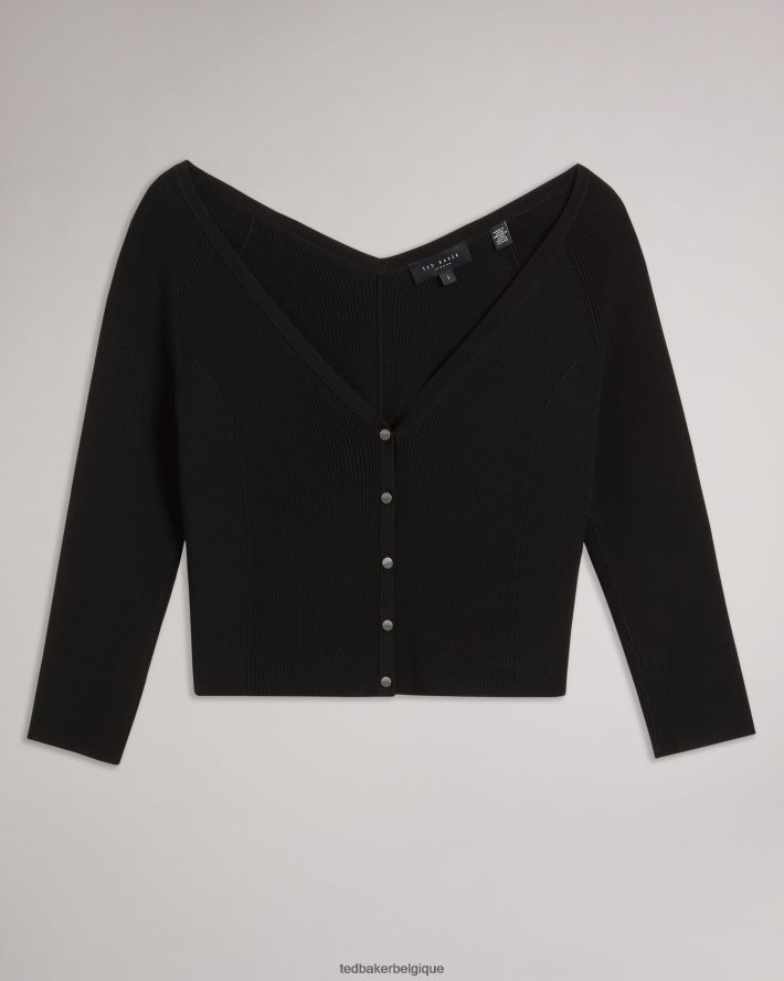 être Ted Baker femmes casela - cardigan court avec v sur le devant noir FR8J42344 vêtements