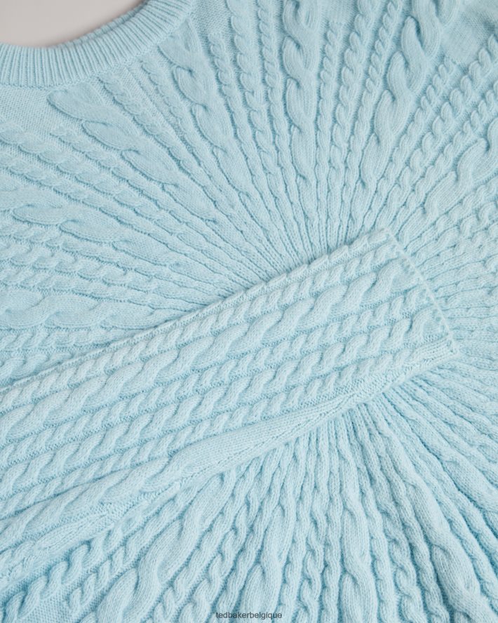 être Ted Baker femmes Kimila - Pull en maille torsadée circulaire bleu clair FR8J4283 vêtements