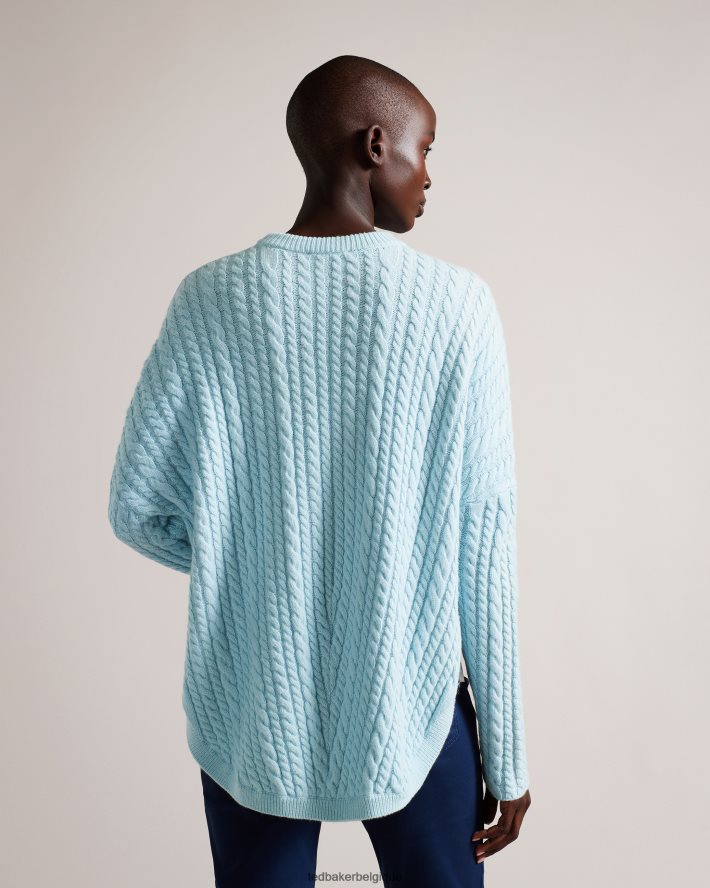 être Ted Baker femmes Kimila - Pull en maille torsadée circulaire bleu clair FR8J4283 vêtements