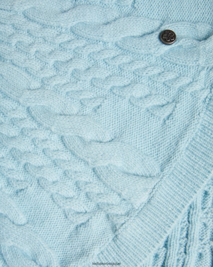 être Ted Baker femmes Kimila - Pull en maille torsadée circulaire bleu clair FR8J4283 vêtements