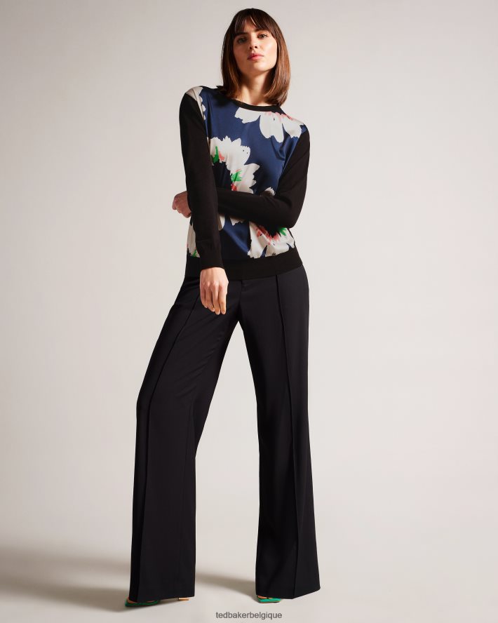 être Ted Baker femmes Marola - Pull coupe facile à fleurs sur le devant bleu marine foncé FR8J42267 vêtements