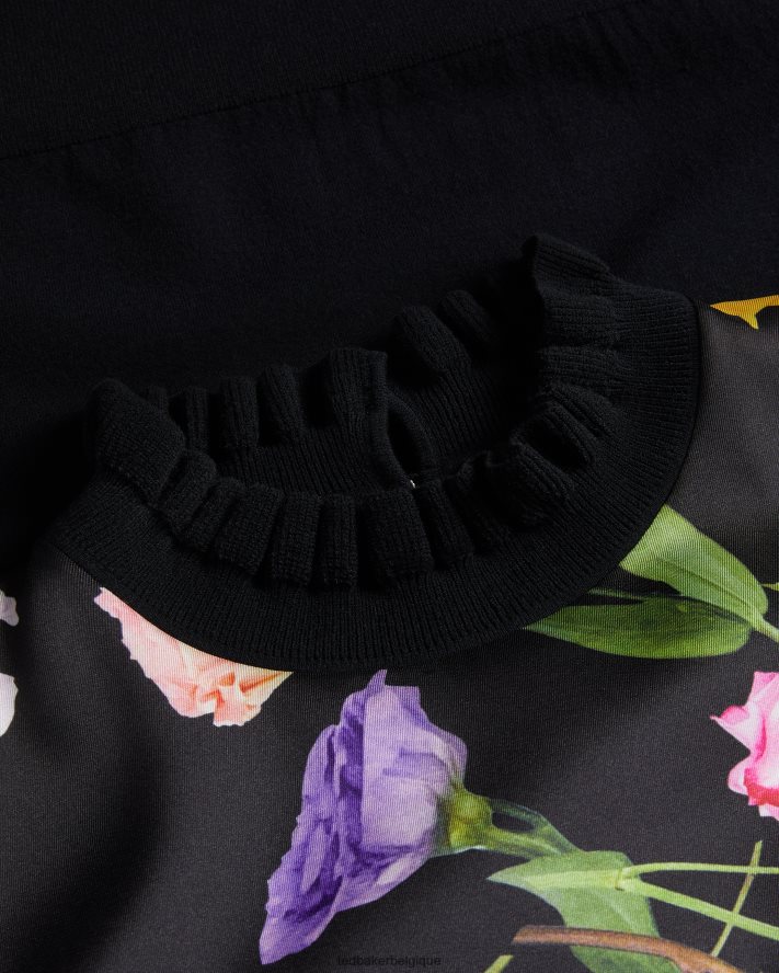 être Ted Baker femmes daneaa - pull tissé à col évasé sur le devant noir FR8J42146 vêtements