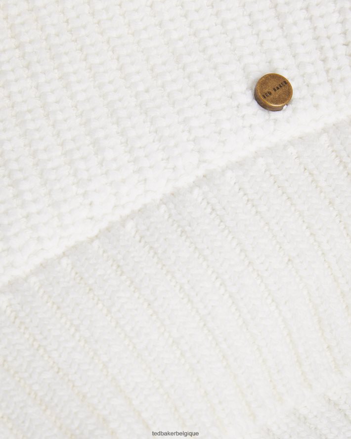 être Ted Baker femmes leiygh - pull en maille torsadée à manches courtes blanc FR8J42469 vêtements