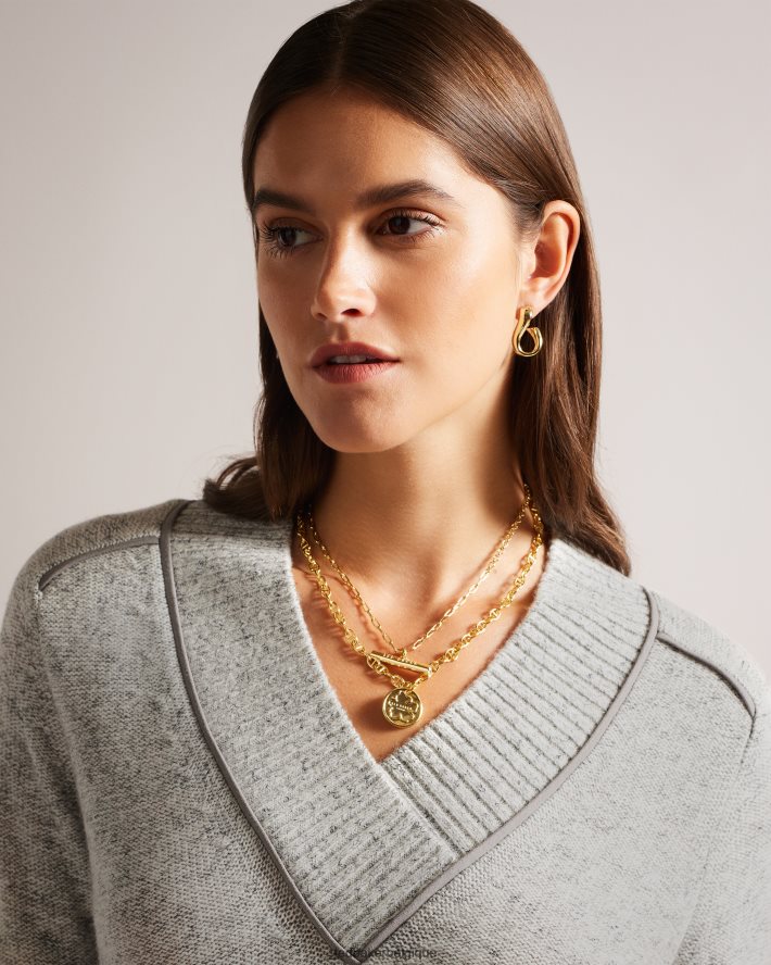 être Ted Baker femmes noryah pull à manches longues et col en V marnes grises FR8J42354 vêtements