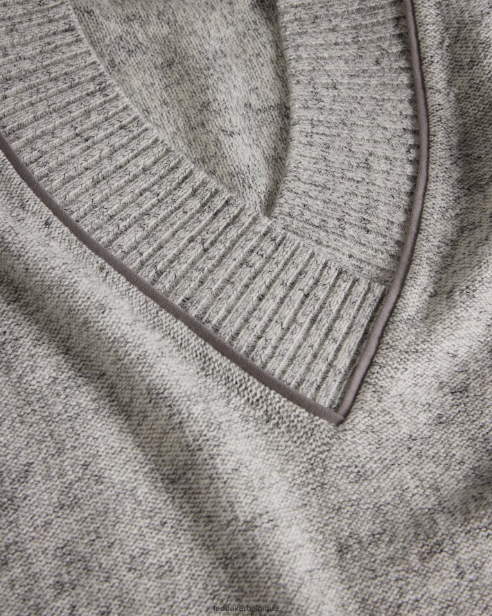 être Ted Baker femmes noryah pull à manches longues et col en V marnes grises FR8J42354 vêtements