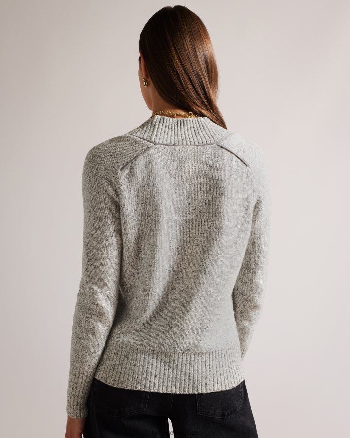 être Ted Baker femmes noryah pull à manches longues et col en V marnes grises FR8J42354 vêtements